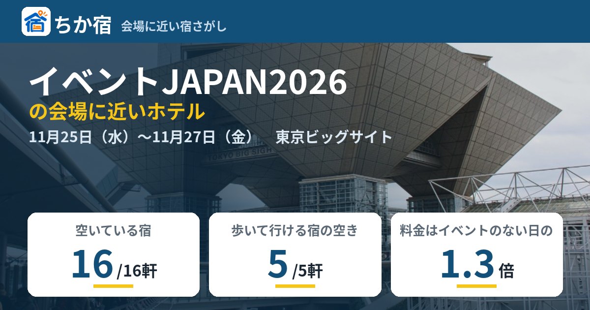 イベントJAPAN2026の会場に近いホテルの空き具合