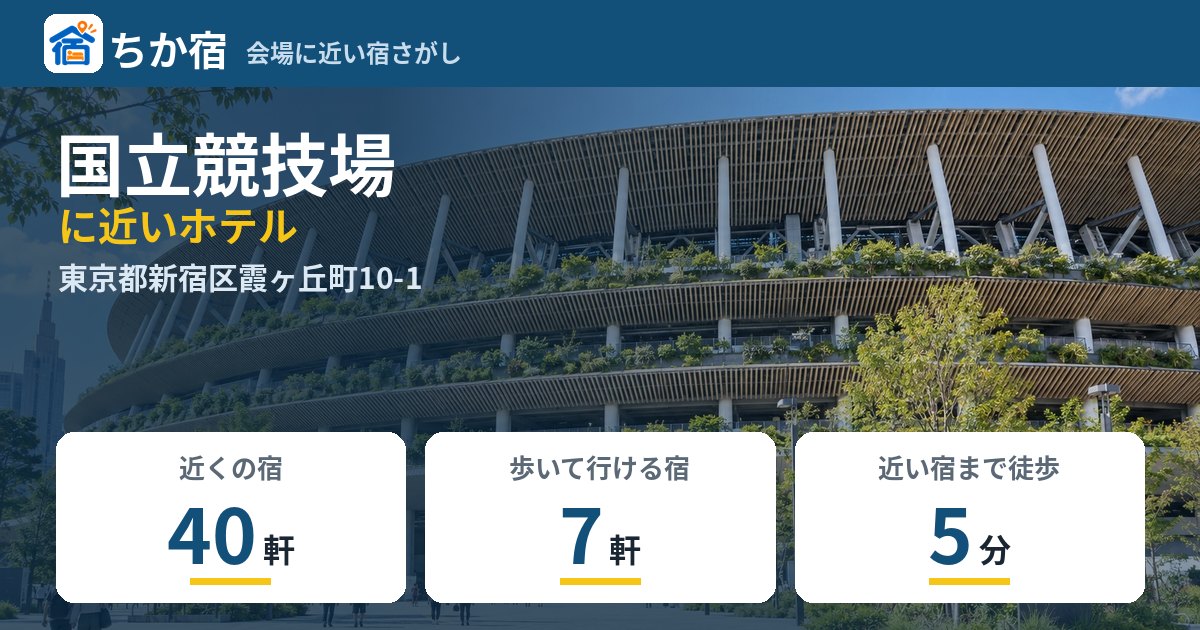国立競技場に近いホテルの数と会場までの徒歩時間