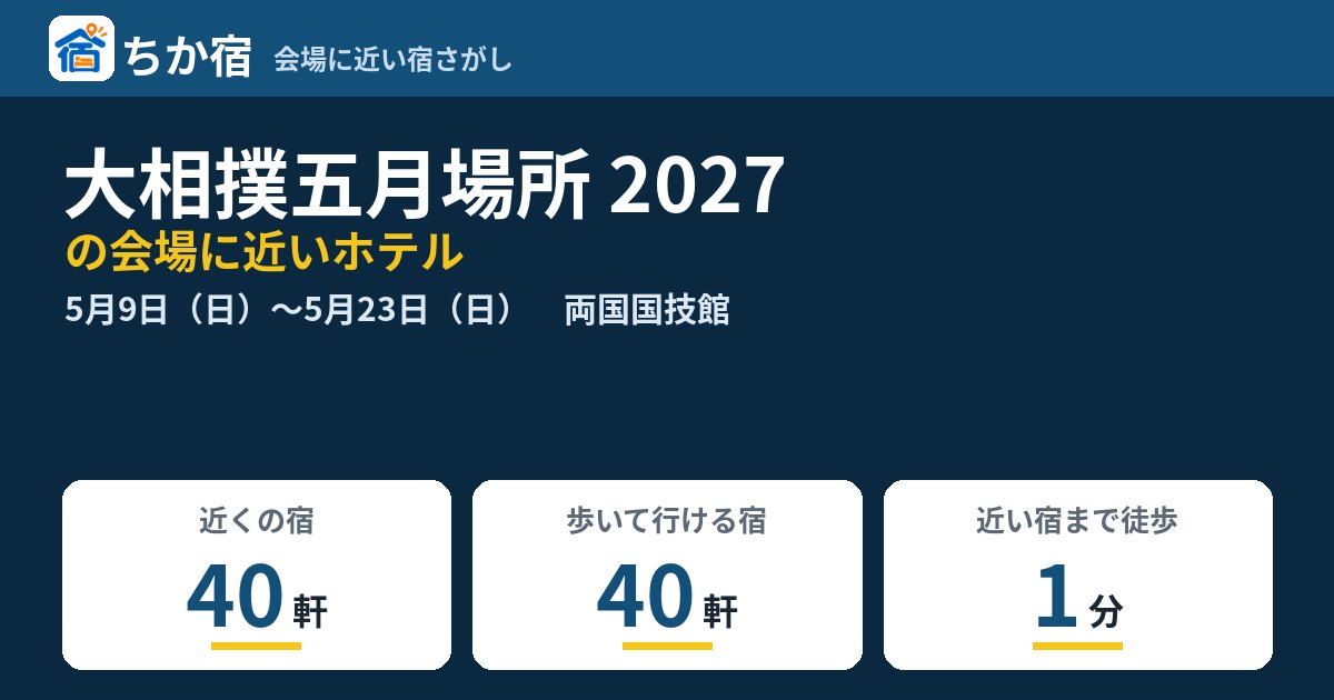 大相撲五月場所 2027の会場に近いホテルの空き具合