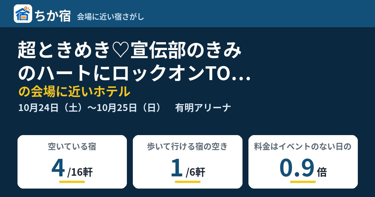 超ときめき♡宣伝部のきみのハートにロックオンTOUR 2026の会場に近いホテルの空き具合