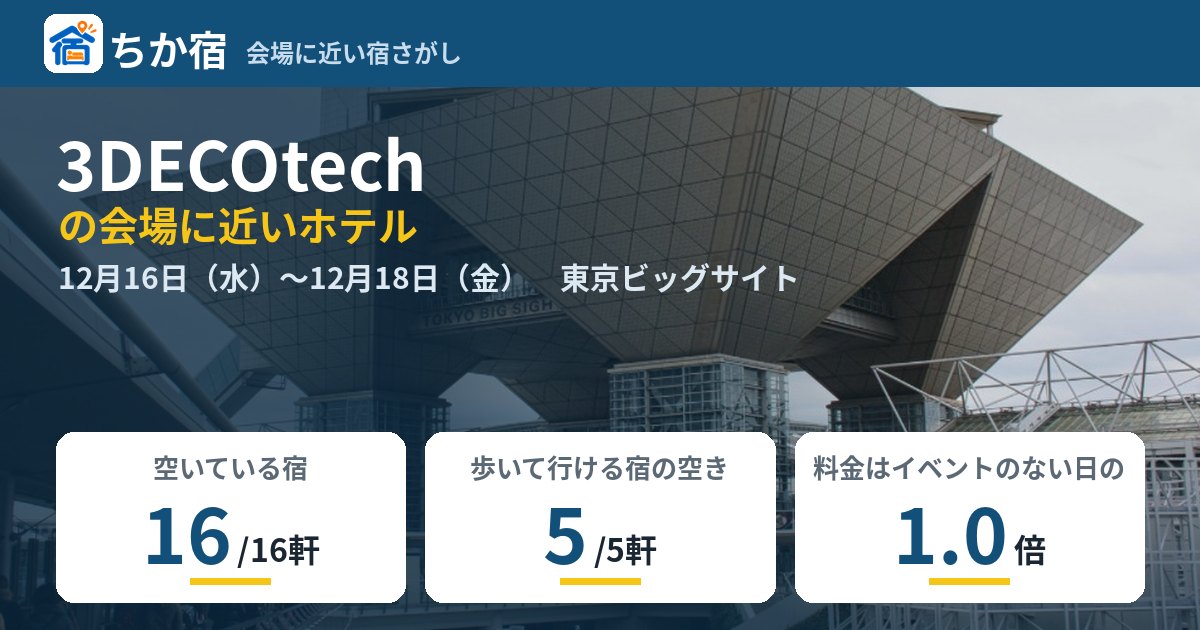 3DECOtechの会場に近いホテルの空き具合