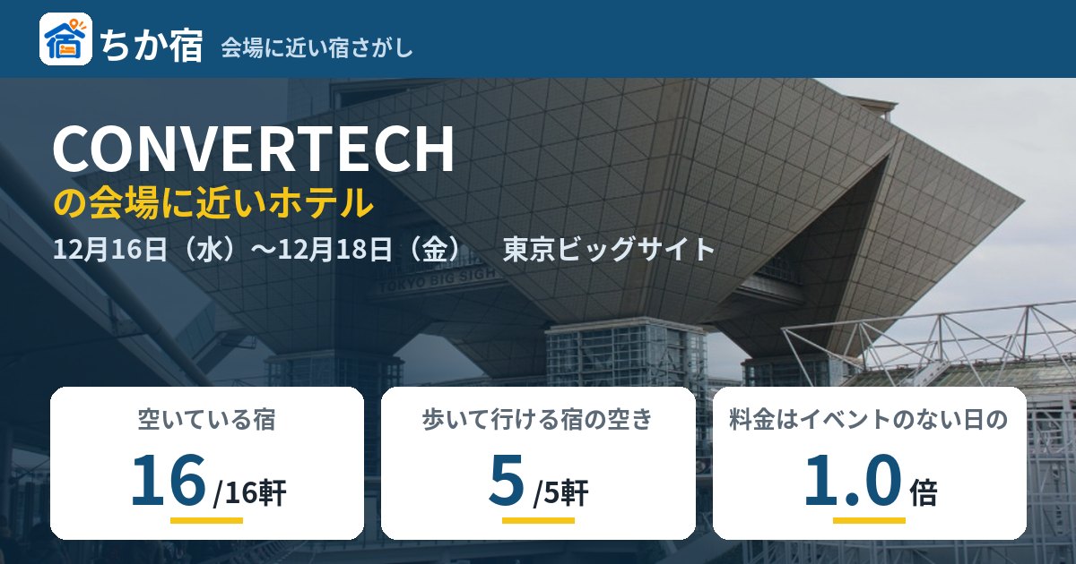 CONVERTECHの会場に近いホテルの空き具合
