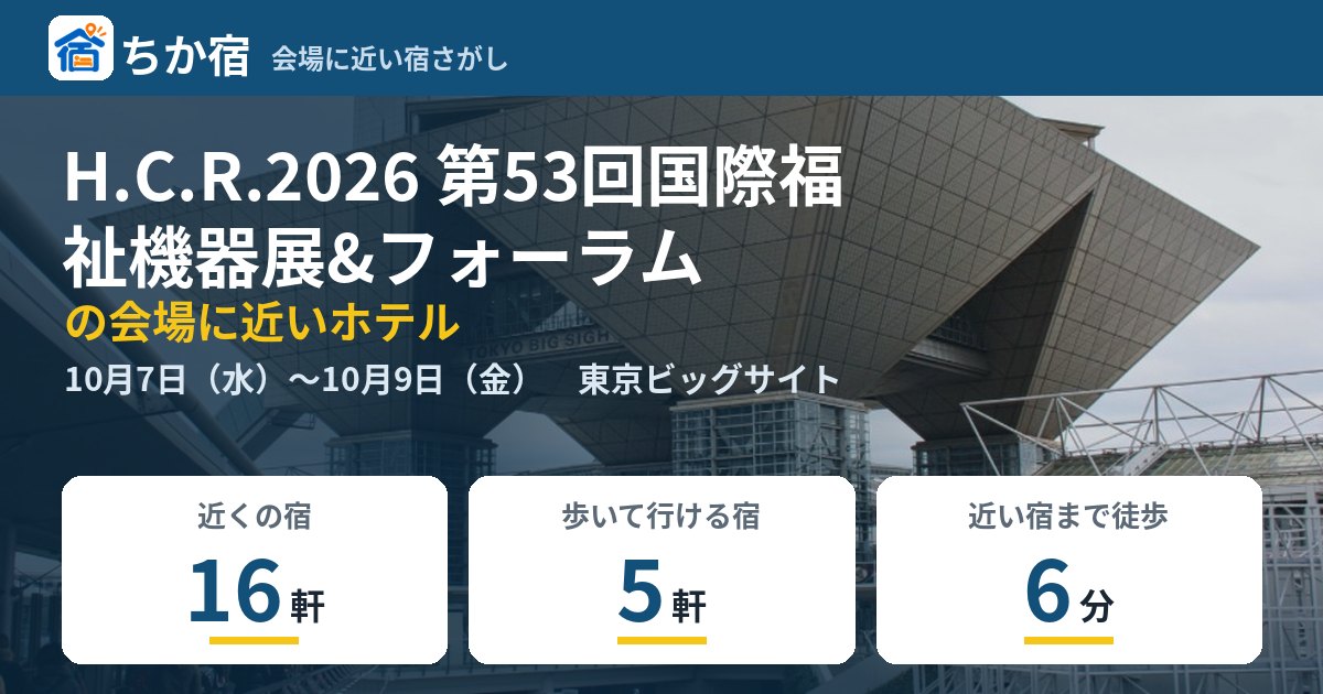 H.C.R.2026 第53回国際福祉機器展&フォーラムの会場に近いホテルの空き具合