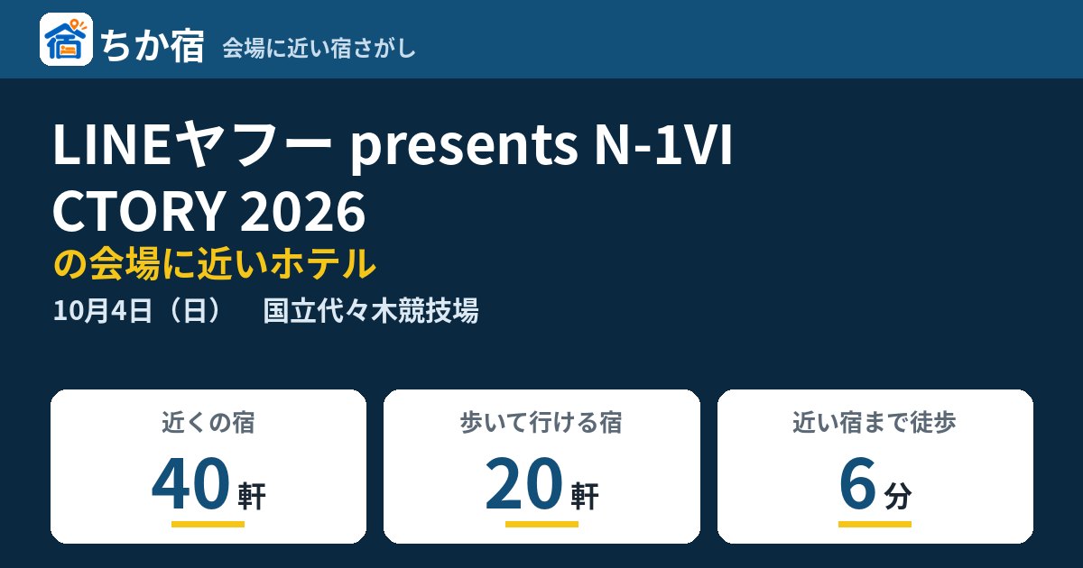 LINEヤフー presents N-1VICTORY 2026の会場に近いホテルの空き具合