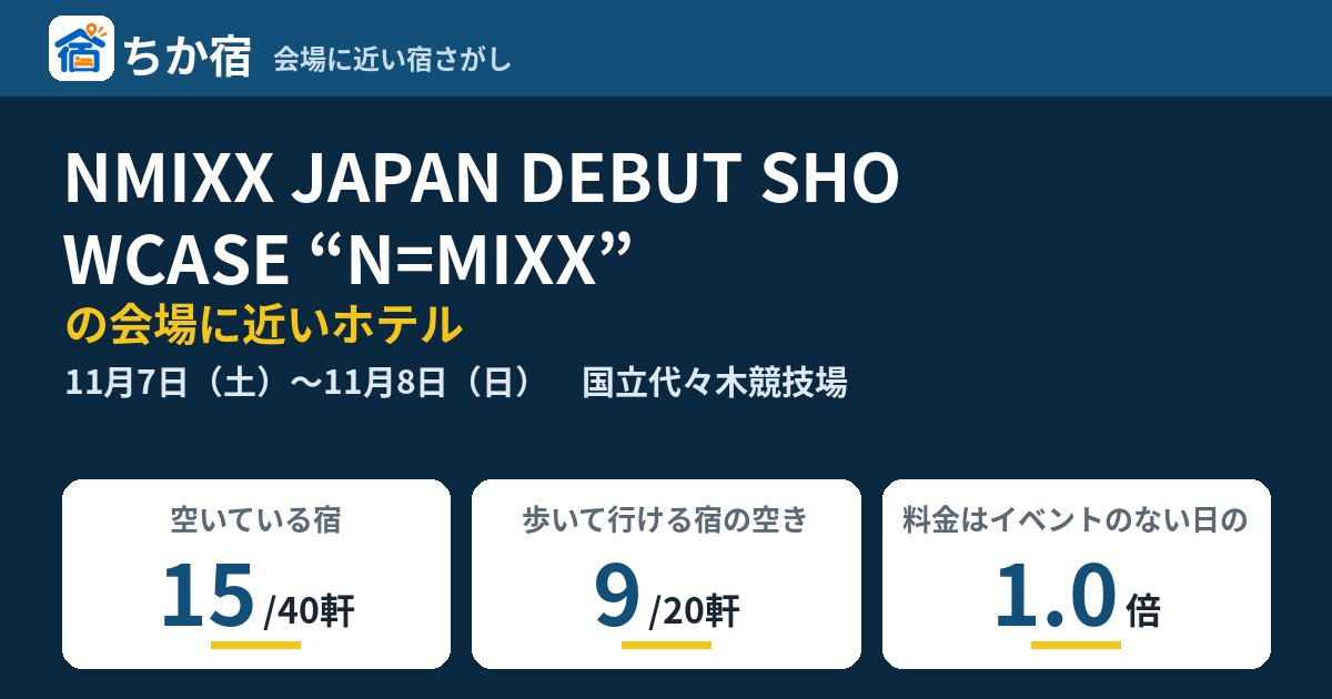 NMIXX JAPAN DEBUT SHOWCASE “N=MIXX”の会場に近いホテルの空き具合