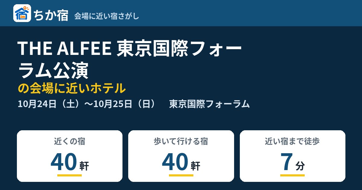 THE ALFEE 東京国際フォーラム公演の会場に近いホテルの空き具合