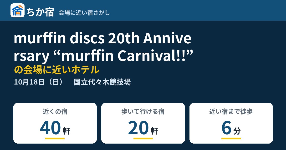 murffin discs 20th Anniversary “murffin Carnival!!”の会場に近いホテルの空き具合
